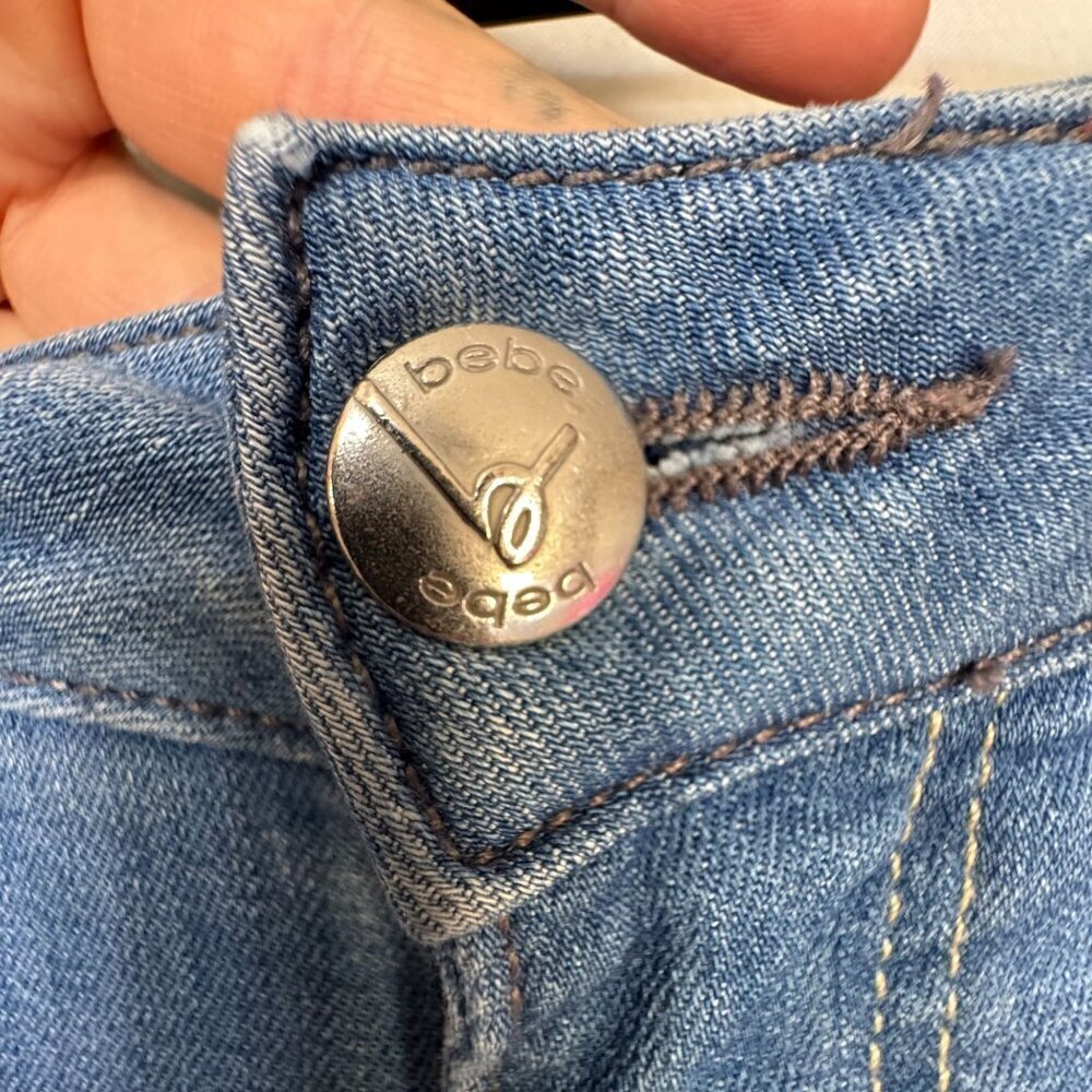 Vintage Y2K Bebe Angeline Blue Denim Low Rise Flare Leg Bootcut Jeans Size 31 - Picture 5 of 16